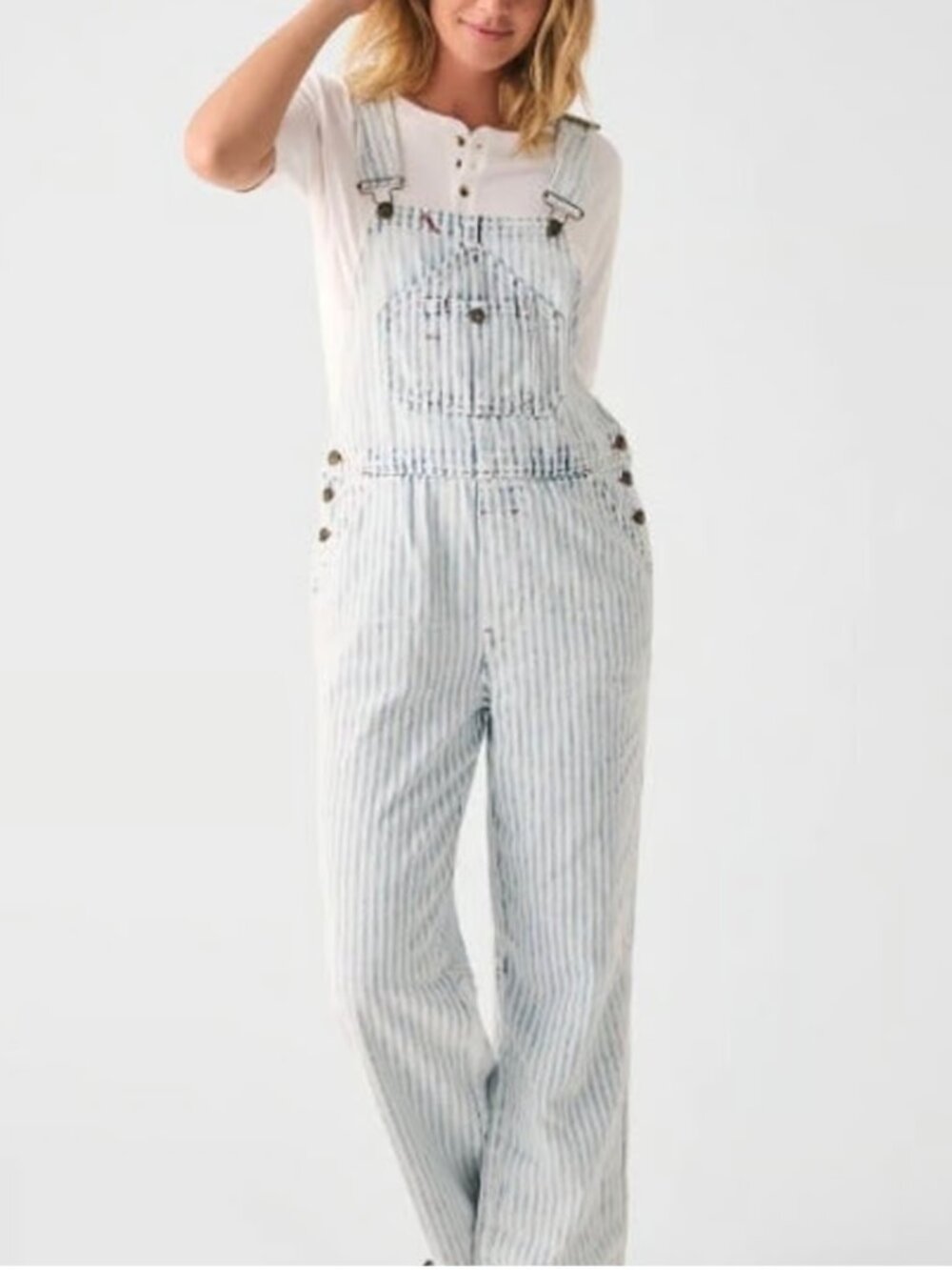 NWOT Faherty railroad stripe overalls xs